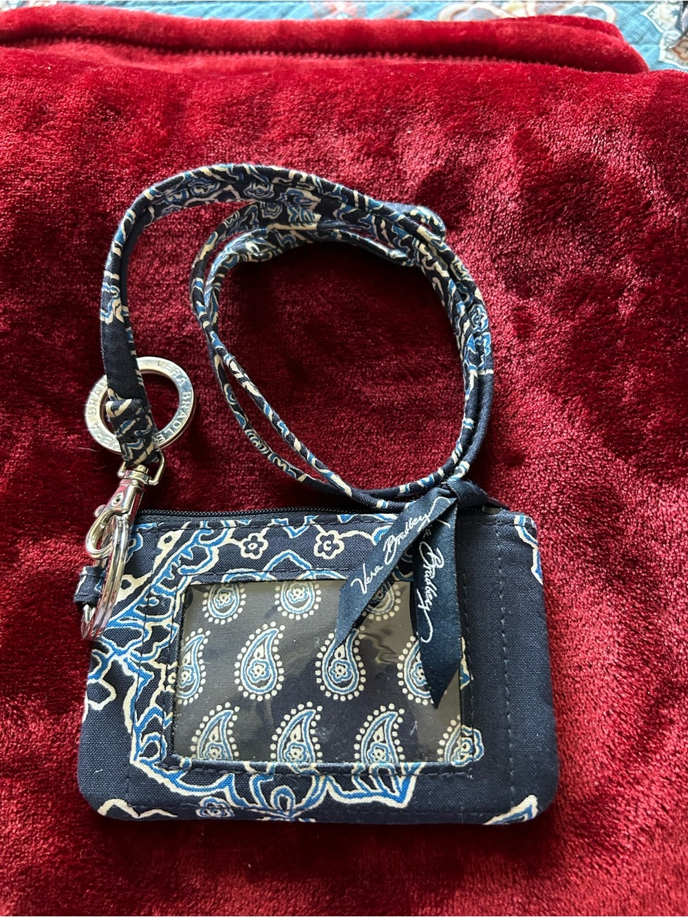 Vera Bradley Navy Blue Paisley ID Wristlet